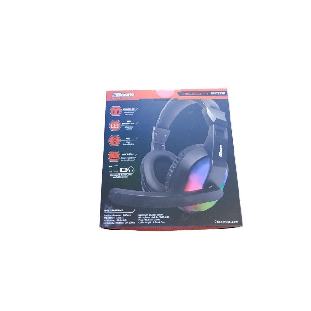 2Boom Venom GHP200R Wired Gaming Headset - Black/Red